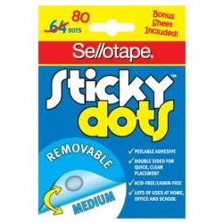 STICKY DOTS SELLO REMOVABLE 64 DOTS 4 Sheet Removable Medium