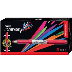 Bic Intensity Permanent Marker Fine Red Box Of 12 