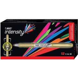 Bic Intensity Permanent Marker Fine Metallic Gold Box Of 12 