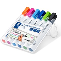 Staedtler 351 Lumocolor Whiteboard Marker Bullet 2mm Assorted Colours Wallet Of 6