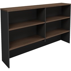 OM Premier Overhead Hutch 1800W x 325D x 1080mmH Regal Walnut And Charcoal 