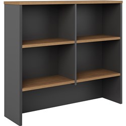 OM Premier Overhead Hutch  1500W x 325D x 1080mmH Regal Walnut And Charcoal 