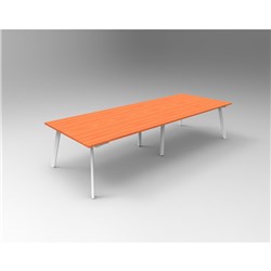 Rapidline Eternity Meeting And Boardroom Table 3200W x 1200D x 730mmH Cherry Top White Base