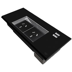 Rapidline Table Surface  Mounted Flip Box 2 GPO + 2 USB Black