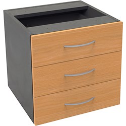 Rapid Worker Fixed 3 Drawer Pedestal Beech and Ironstone 