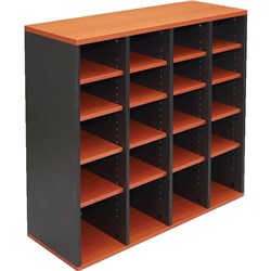 Rapidline Pigeon Hole Unit 20 Holes 1040W x 380D x 1040mmH Cherry And Ironstone