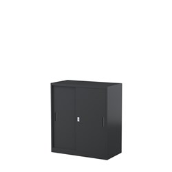 Steelco Sliding Door Cabinet 2 Shelves 914W x 465D x 1015mmH Graphite Ripple