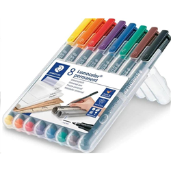 Staedtler 318 Lumocolor Pen Permanent Fine 0.6mm Assorted Wallet of 8