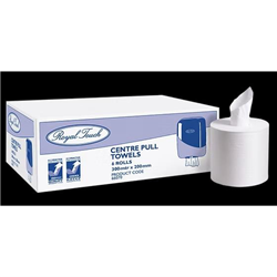 ROYAL TOUCH CENTRE PULL HAND TOWEL 300m x 6 rolls per carton Australian Made