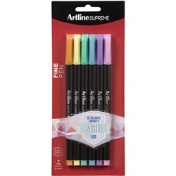 Artline Supreme Fineliner Pen 0.4mm Pastel Assorted Colours Pack Of 6