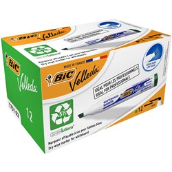 Bic Velleda 1751 Whiteboard Marker Eco Chisel 3.1-5.5mm Green Pack of 12