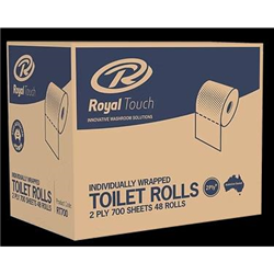 Royal Touch 2ply 700 sheet Toilet Paper Individually Wrapped Box 48 Australian Made